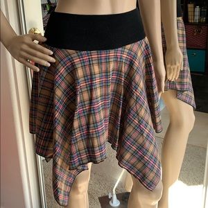 Plaid High/Low Skirt